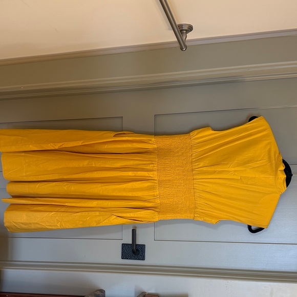 Anthropologie Mustard Midi Dress Medium Petite - Picture 3 of 5